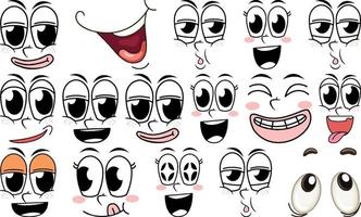 Set of facial expression on white background vector