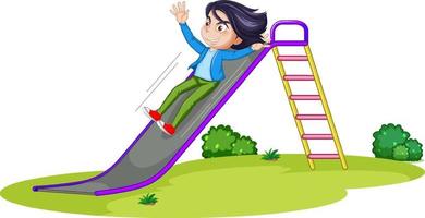 A boy sliding down a slide vector