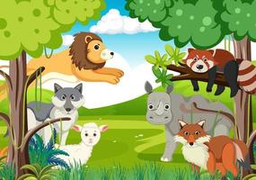 Wild animals in the forest vector