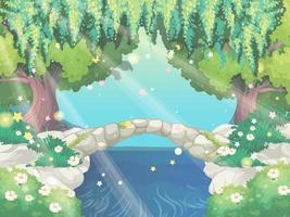 Fantasy fairy forest background vector