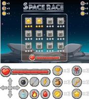 Space game background template and elements vector