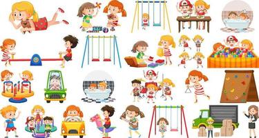 Set of children doing different activities vector