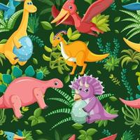 Cute dinosaur seamless pattern vector