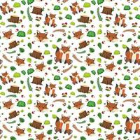 Cute fox seamless pattern vector