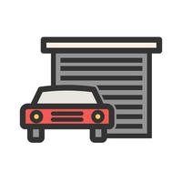 Car infront of Garage Filled Line Icon vector