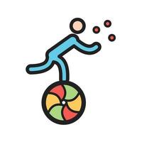 Juggling Sticks on Ball Filled Line Icon vector