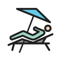 Resting on Beach Filled Line Icon vector
