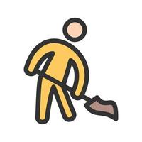 Man Sweeping Floor Filled Line Icon vector