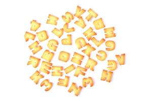 Cracker font, Cookie font alphabet isolated on white background. Top view. photo