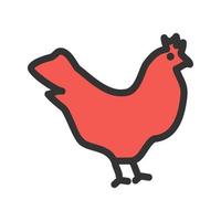 Chicken Filled Line Icon vector