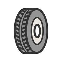Tyre II Filled Line Icon vector