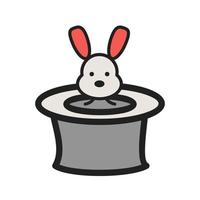 Rabbit in Hat Filled Line Icon vector