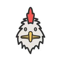 icono de línea llena de cara de gallina vector