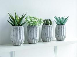 Concrete pot. Modern geometric concrete planter. photo