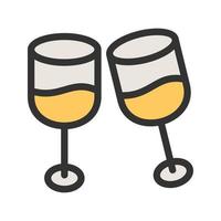 Champagne in Glass Filled Line Icon vector