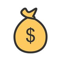 Money Bag Filled Line Icon vector