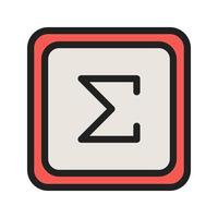 Summation Symbol Filled Line Icon vector