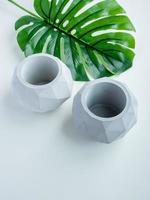 Concrete pot. Modern geometric concrete planter. photo