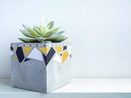 Cactus pot. Concrete pot. Modern geometric concrete planter. photo