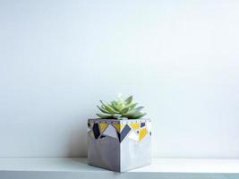 Cactus pot. Concrete pot. Modern geometric concrete planter. photo