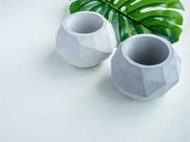 Concrete pot. Modern geometric concrete planter. photo