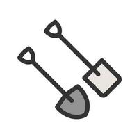 Spade and Shovel Filled Line Icon vector