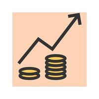 icono de línea llena de economía en ascenso ii vector