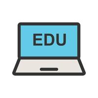 Education on Laptop Filled Line Icon vector