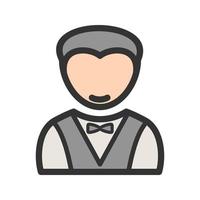 Man as Waiter Filled Line Icon vector