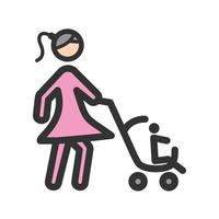 Mother Walking Baby Filled Line Icon vector