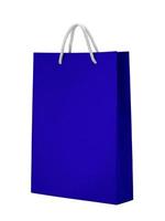 Blue empty Paper bag isolated on white background  for design photo