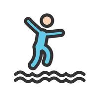 Jumping in Water Filled Line Icon vector