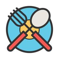 Cutlery and Plate Filled Line Icon vector