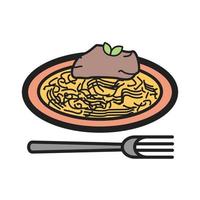 Spaghetti Bolognese Filled Line Icon vector