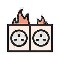 Fire in Socket Filled Line Icon vector