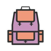 icono de línea llena de mochila vector