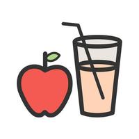 icono de línea llena de jugo de manzana vector