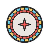 icono de línea llena de ruleta ii vector