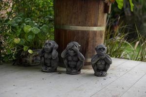 los tres monos sabios los tres simios místicos no ven el mal no oyen el mal no hablan el mal foto