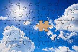 Clean cloud sky puzzle overlay for important part to making good environment concept. photo