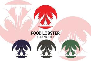 Vector Retro Logo Sea Animals Lobster,Seafood,Illustration Design Suitable for Sticker, Screen Printing, Banner, Restaurant Company