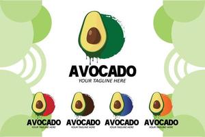 ilustración vectorial del logo de la fruta de aguacate fruta fresca en color verde, disponible en el mercado puede ser para jugo de fruta o para la salud corporal, diseño de serigrafía, pegatina, pancarta, compañía de frutas vector