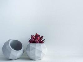 Concrete pot. Modern geometric concrete planter. photo