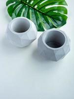 Concrete pot. Modern geometric concrete planter. photo