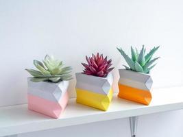 Cactus pot. Concrete pot. Modern geometric concrete planter. photo