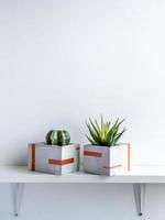 Cactus pot. Concrete pot. Modern geometric concrete planter. photo