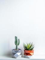 Cactus pot. Concrete pot. Modern geometric concrete planter. photo