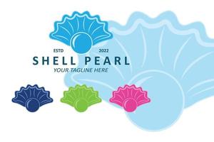 Elegant Luxury Beauty Logo Design Shell Pearl Jewellery, suitable for stickers, banners, posters, companies vector