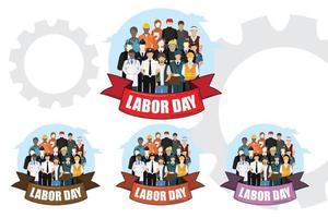 vector illustration of labor day logo, hard worker, strong man, world changer, spirit of work design suitable for company, background, flayer, sticker, screen printing