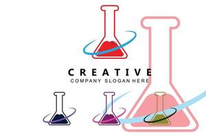 diseño de botella de laboratorio de prueba de logotipo de laboratorio médico de salud vector